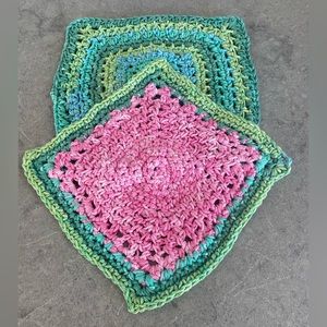 Handmade crochet dish cloths; set of 2